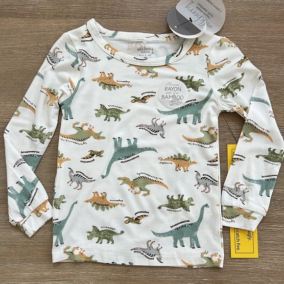 Milkberry Toddler Boy Bamboo Dinosaur Pajama Set 12 18 24 months 2T 3T 4T - Picture 4 of 6